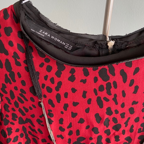 Zara red and back animal print dress size XS - Picture 2 of 3